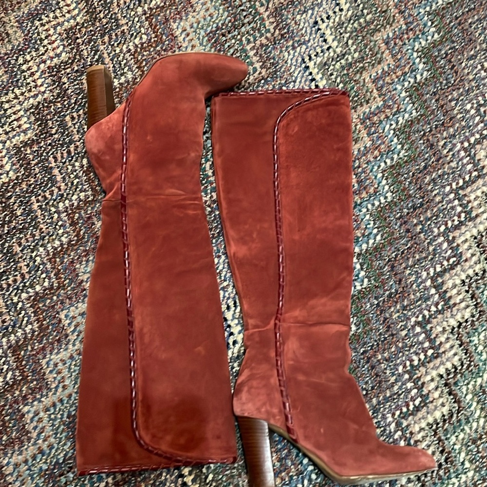 LES SOULIERS SEZANE Gabriella Rust Suede Tall Boot - Picture 3 of 10